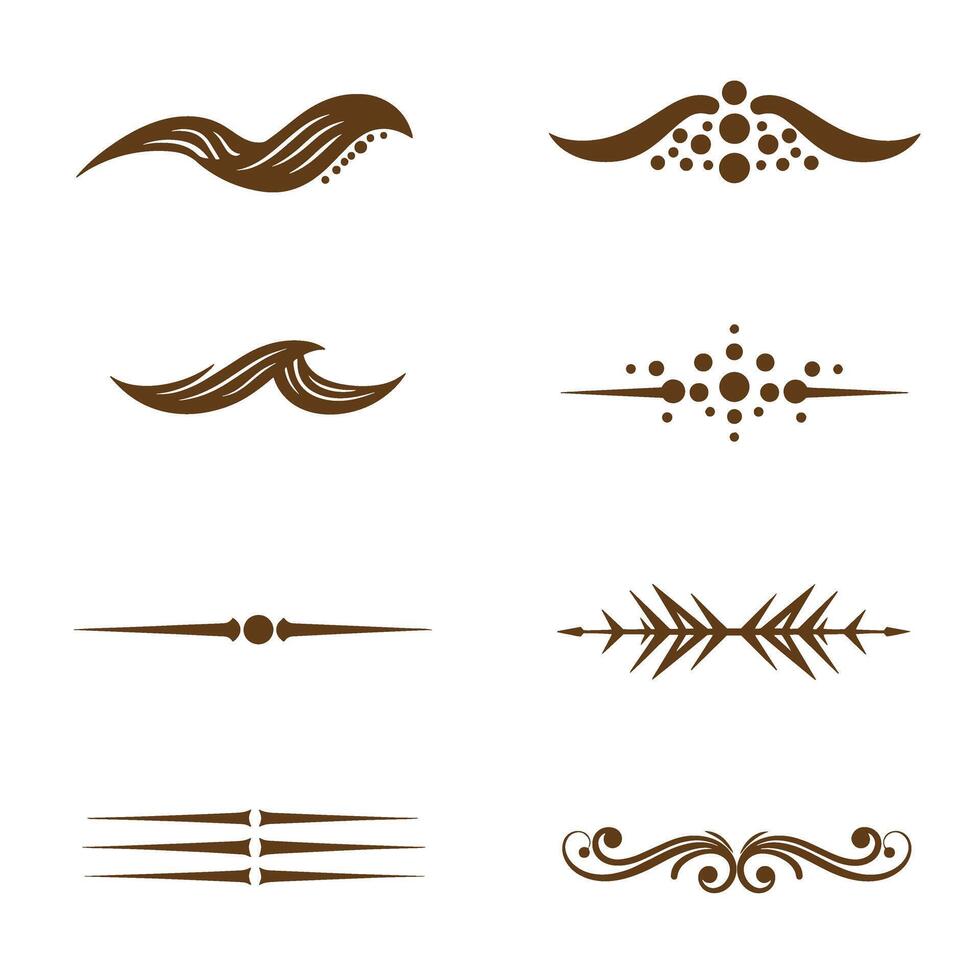 Collection of elegant brown decorative design elements and silhouettes vector