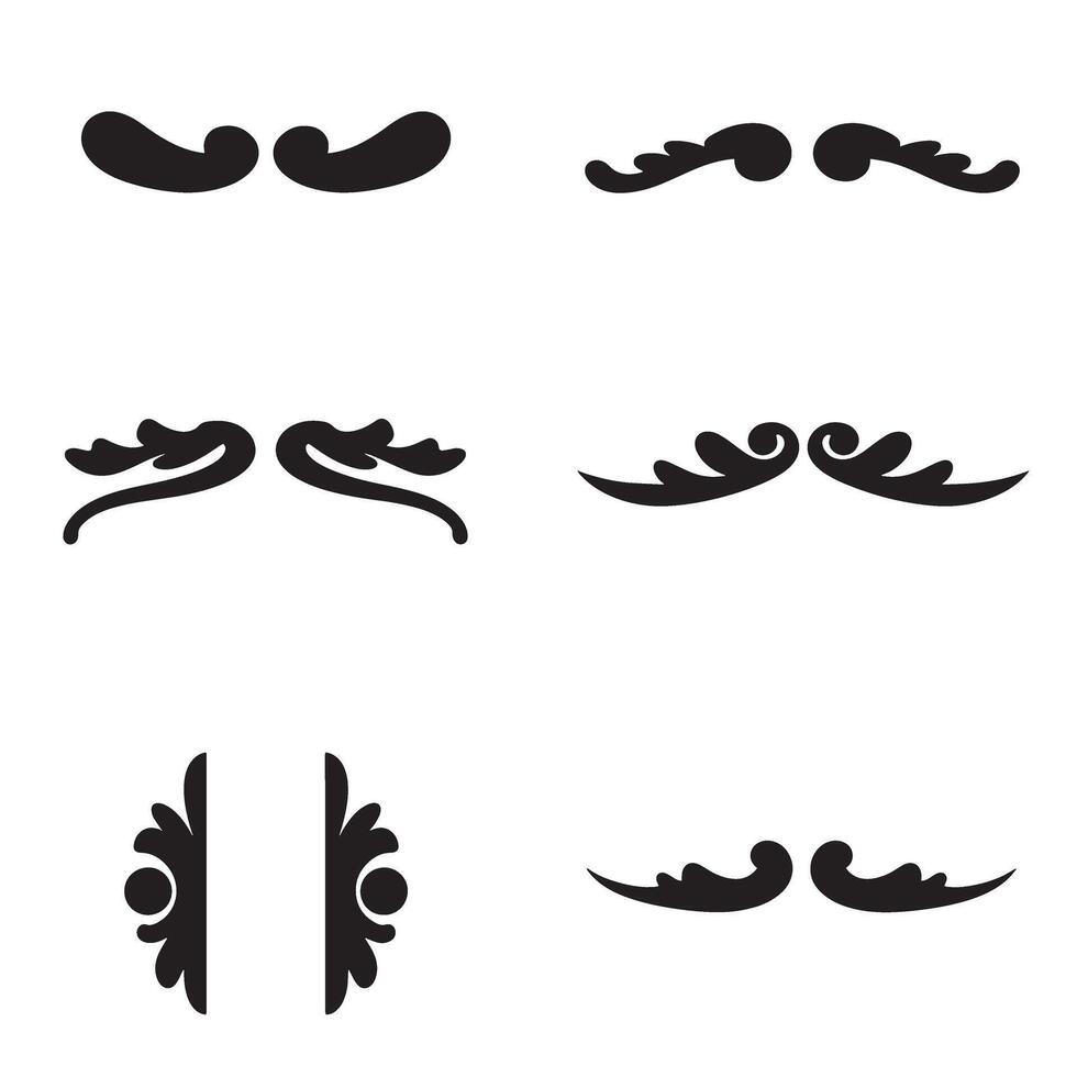 Set of elegant black silhouette ornamental decorative elements in various styles for design vector
