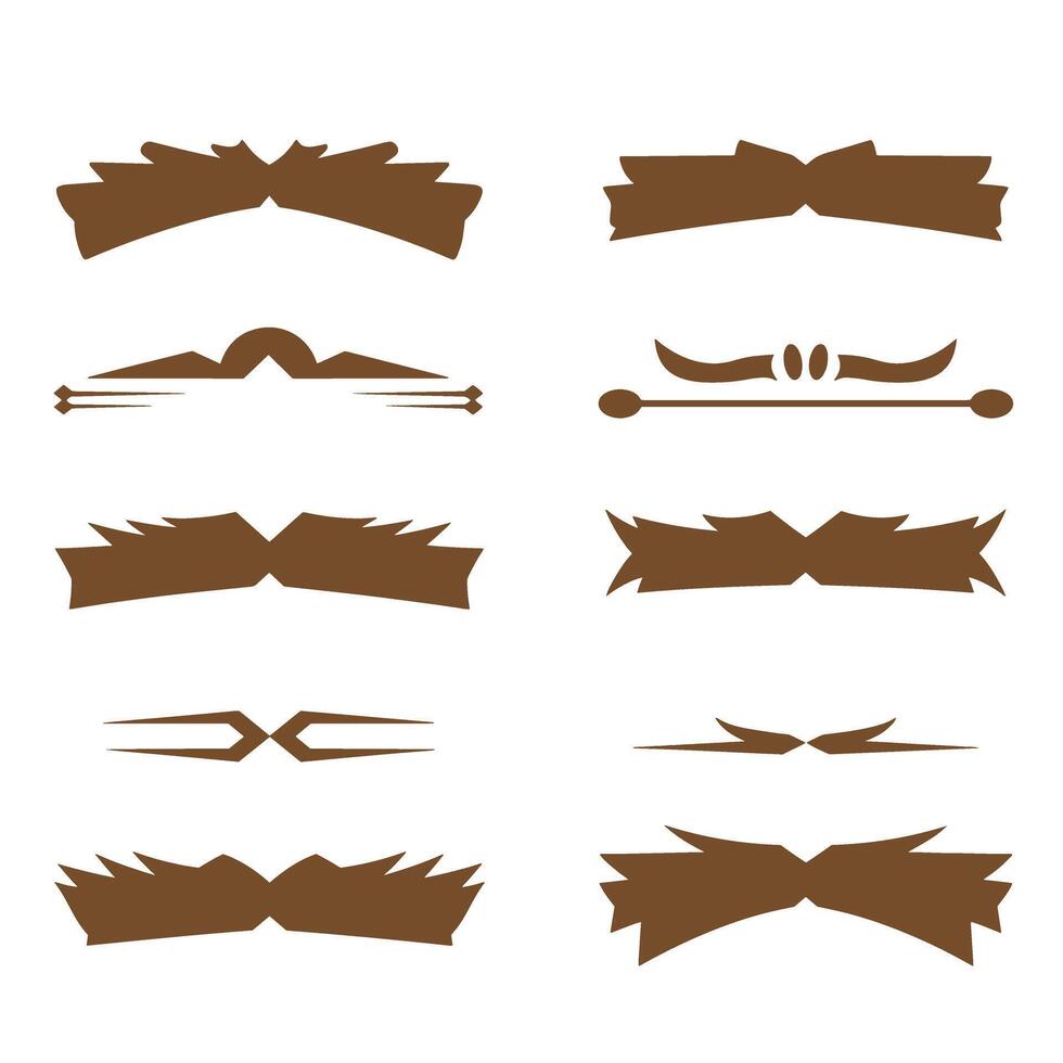 Brown decorative silhouette elements for design and creative projects vector
