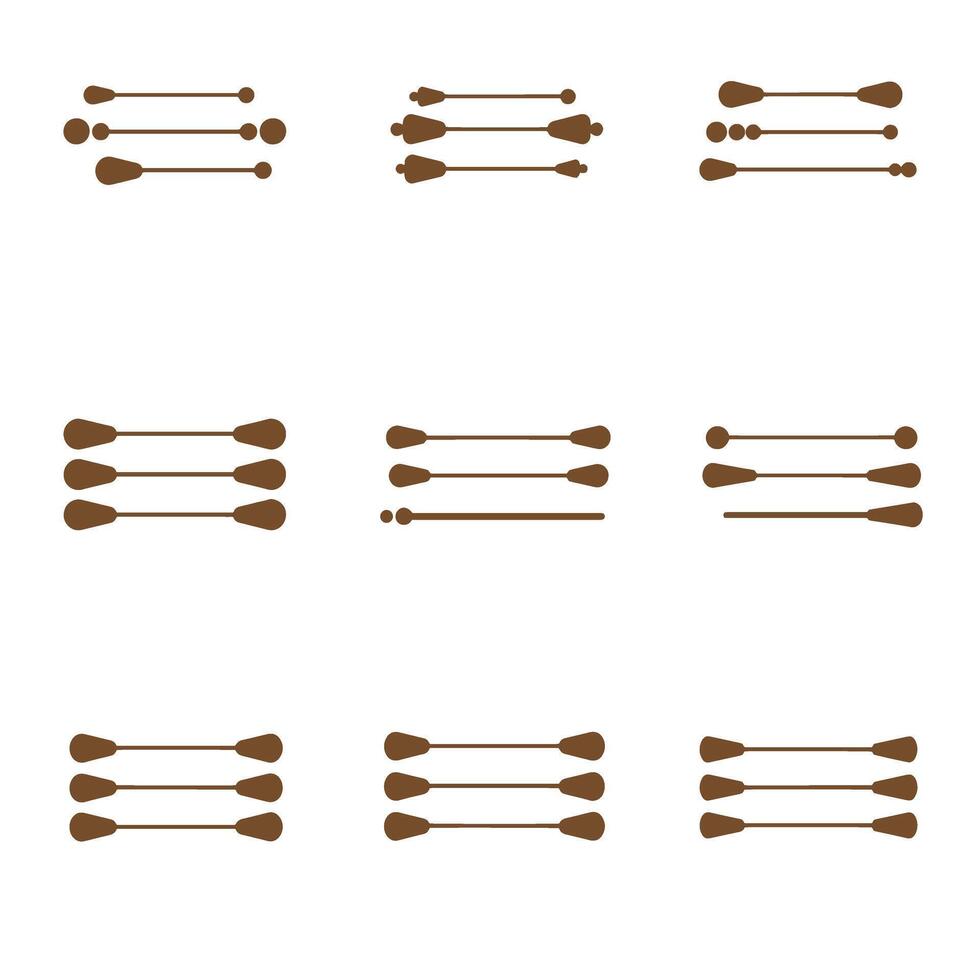 Collection of artistic elements featuring brown silhouette styles in various arrangements vector