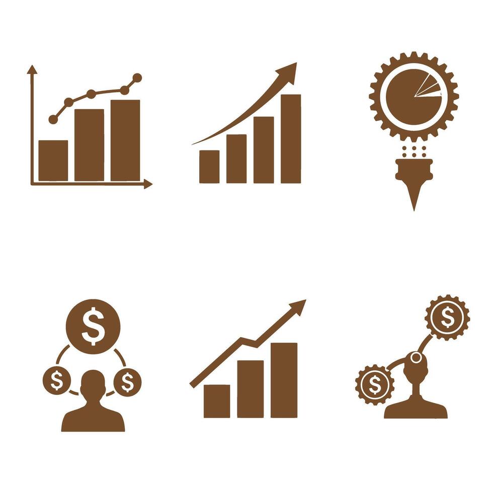 Financial growth and investment icons representing business analytics and economic strategies vector
