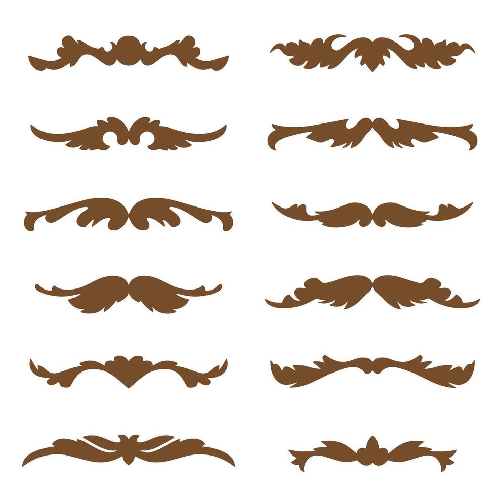 Elegant decorative silhouette elements in brown for design projects vector