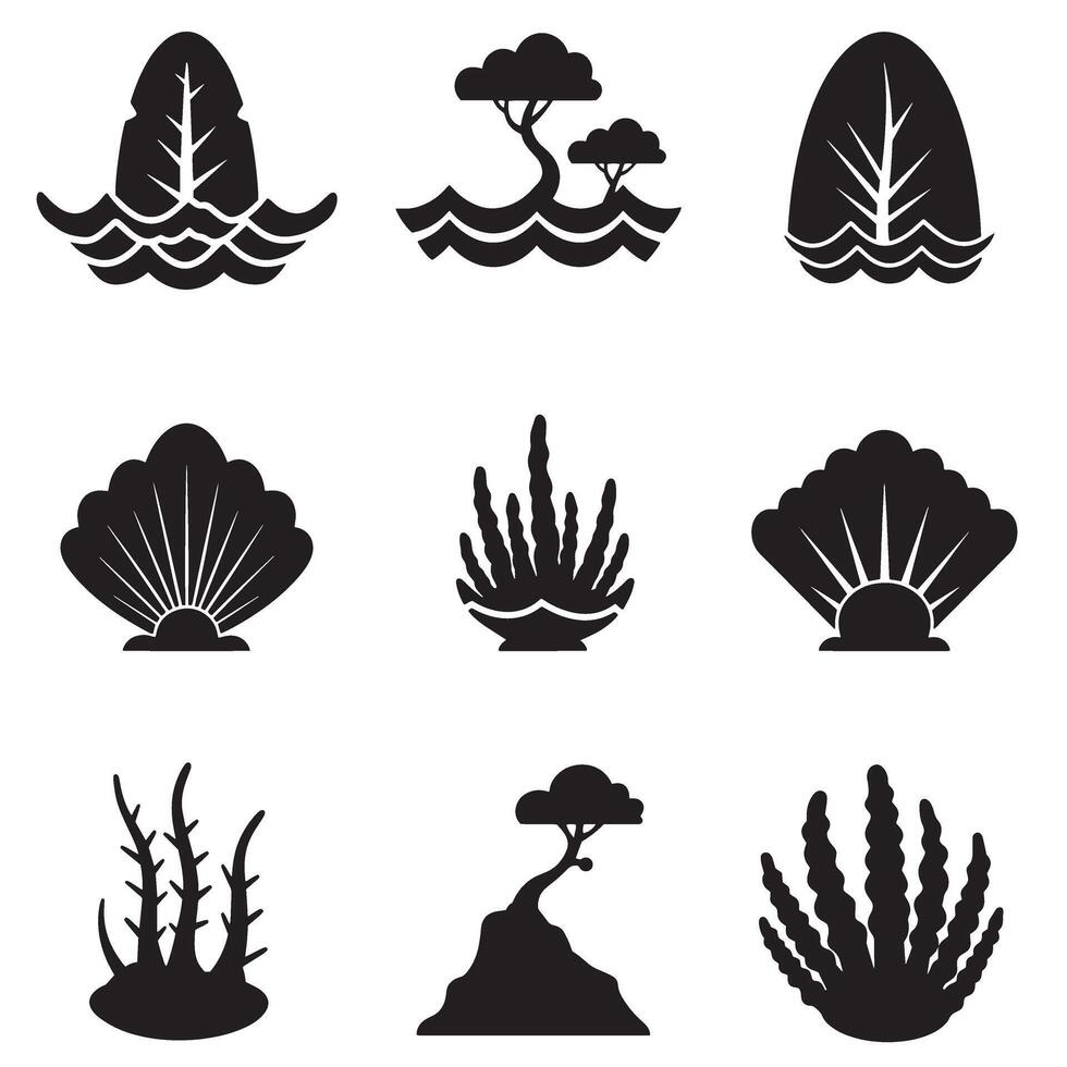 Decorative nature elements set silhouette images for design and decorative use vector