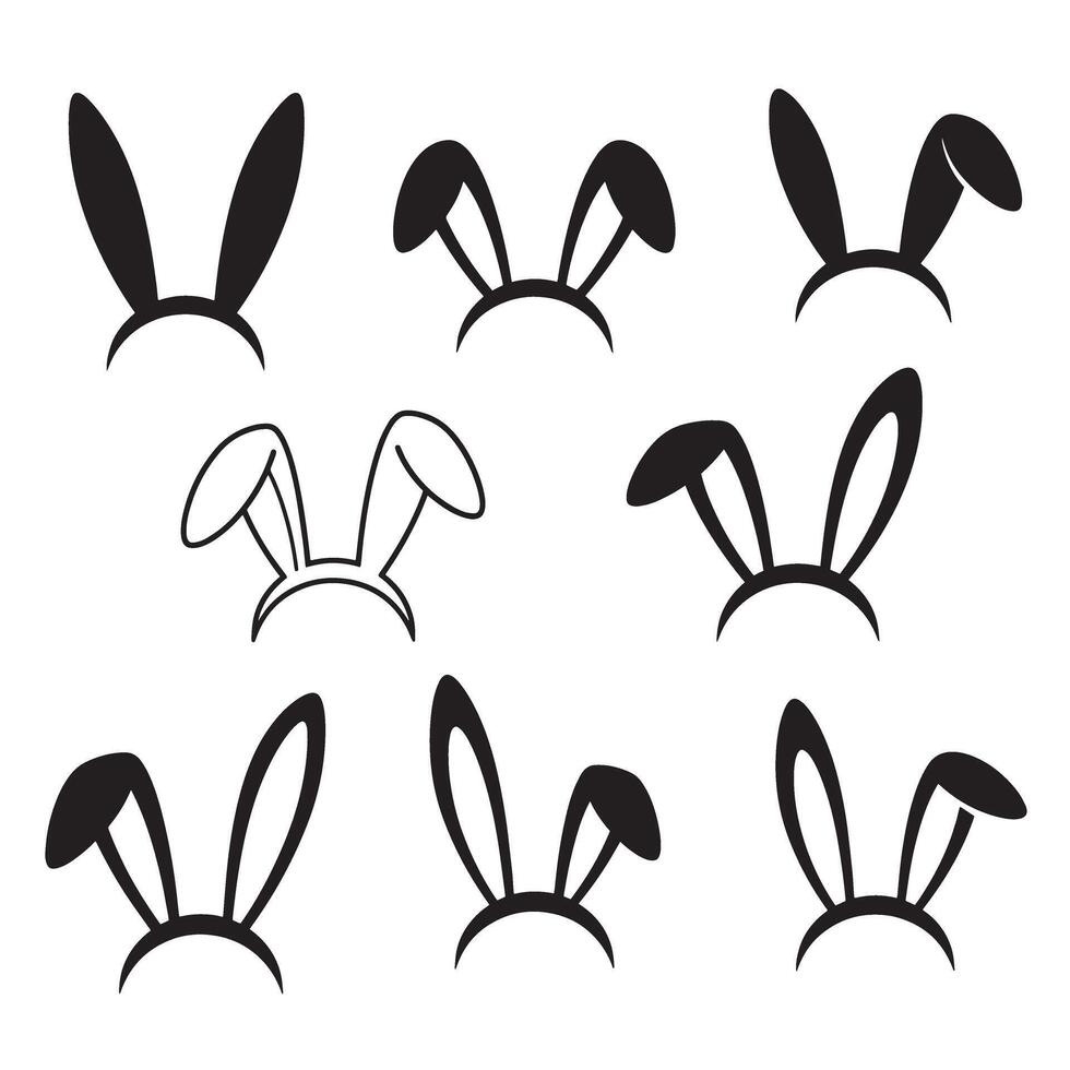 Collection of easter bunny ear silhouettes in various designs for holiday decoration vector