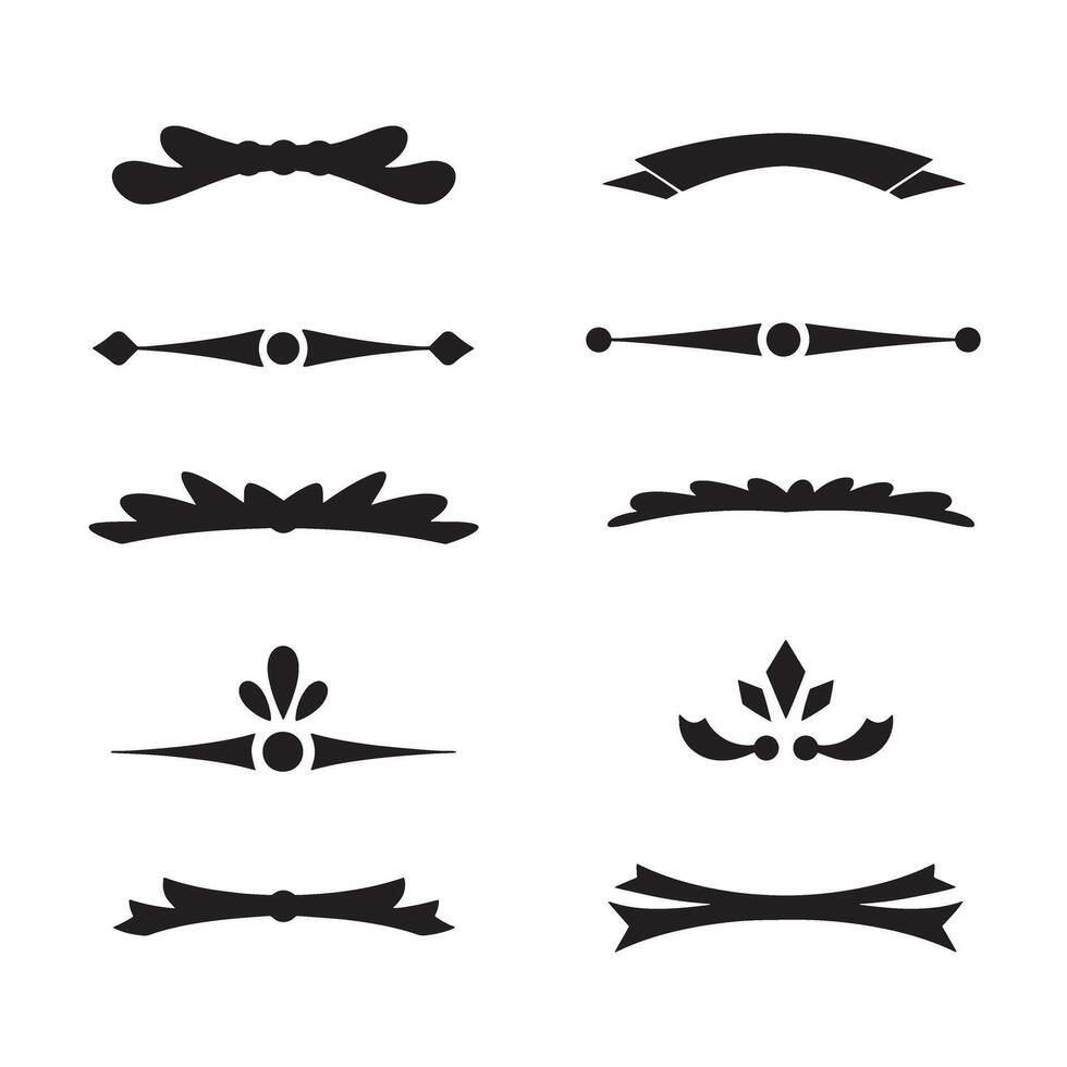 collection of decorative silhouette dividers borders and design elements on white vector
