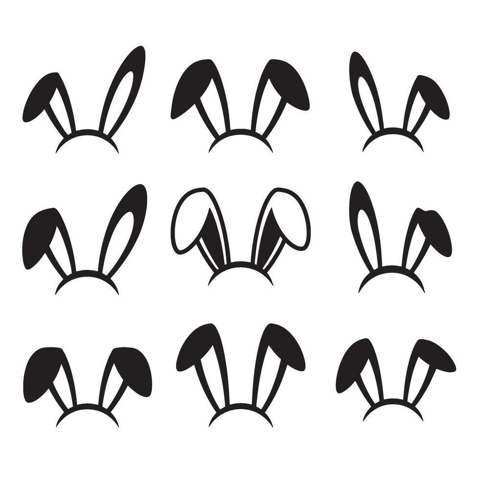 Collection of stylish bunny ears silhouette designs perfect for easter and spring celebrations vector