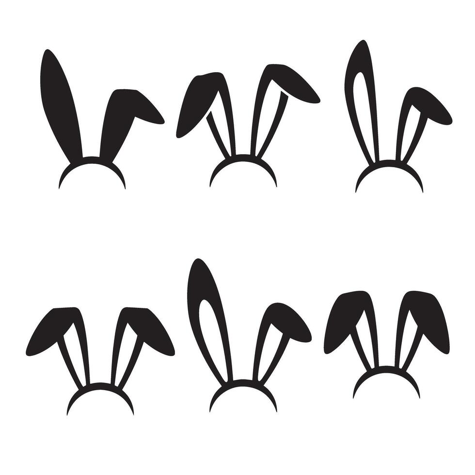 Collection of black silhouette easter bunny ears headbands design vector