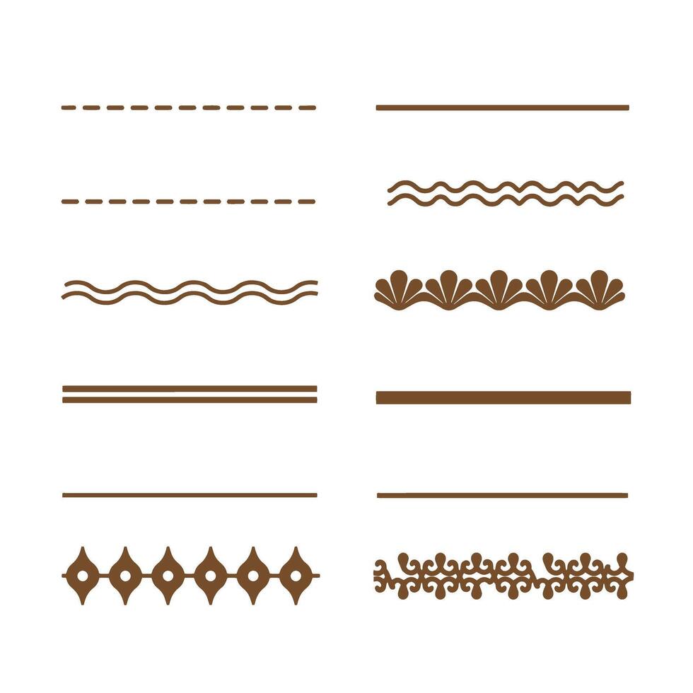 Decorative border elements collection with various designs and silhouette styles vector