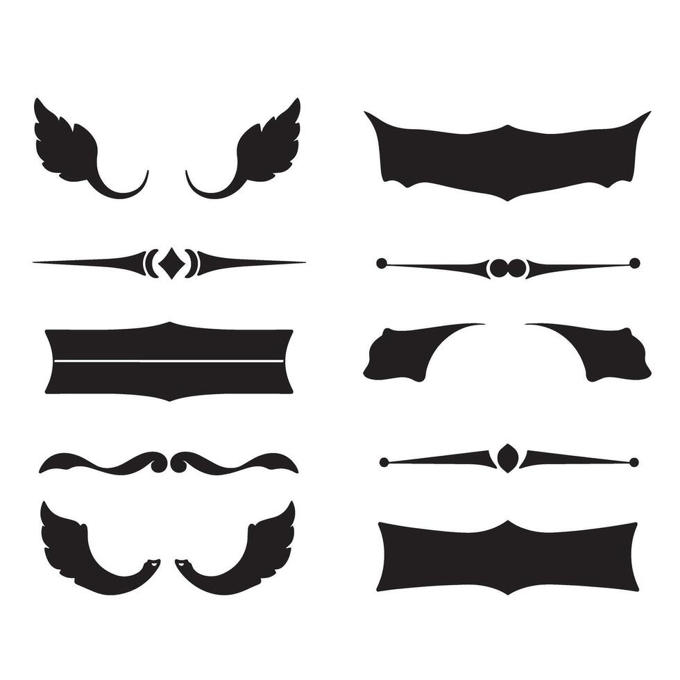 Decorative silhouette design elements collection for graphic design projects vector