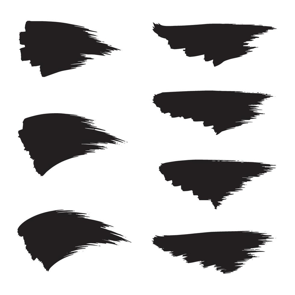 Artistic brush strokes silhouettes in black on white background for design elements vector