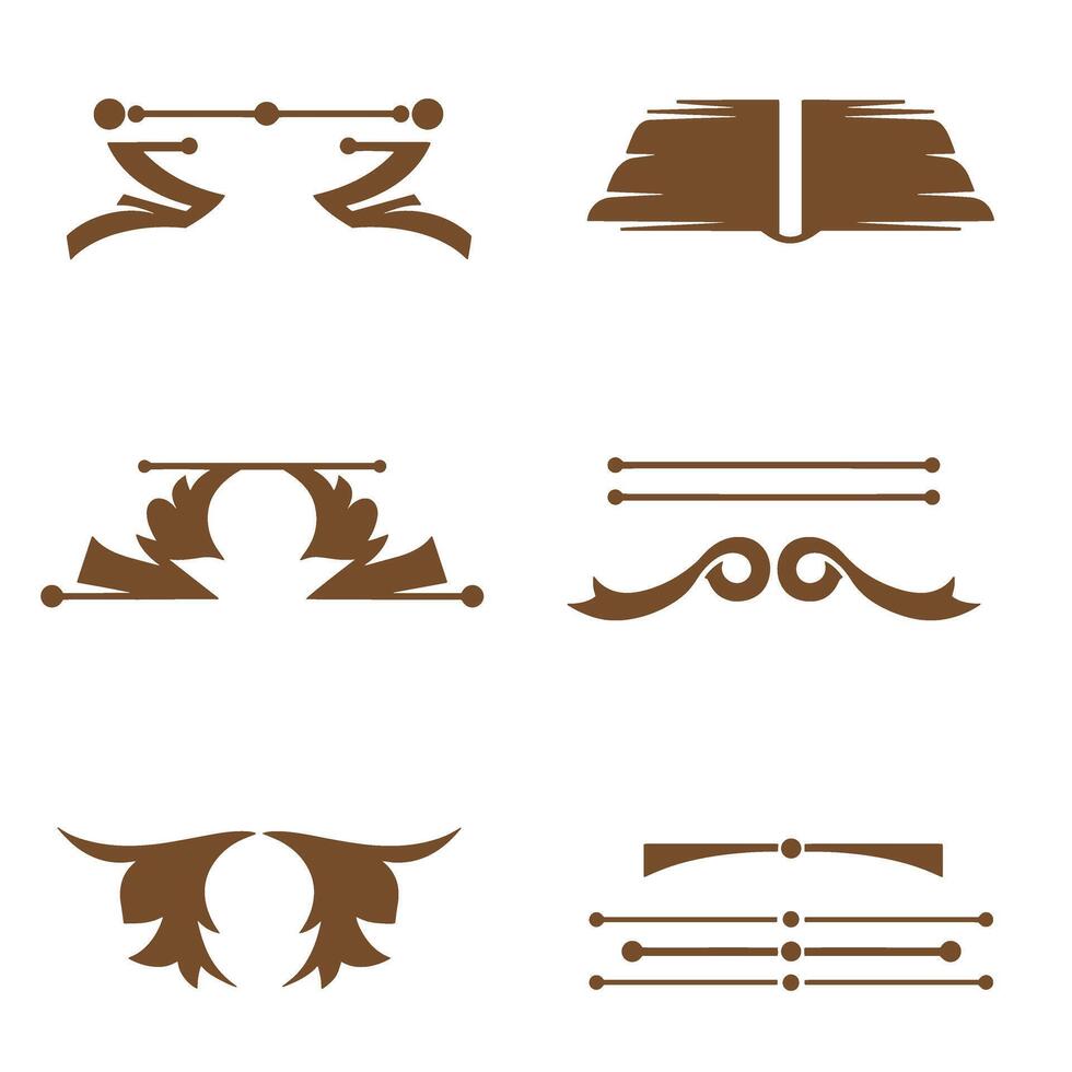 Decorative brown silhouette design elements for elegant design projects vector