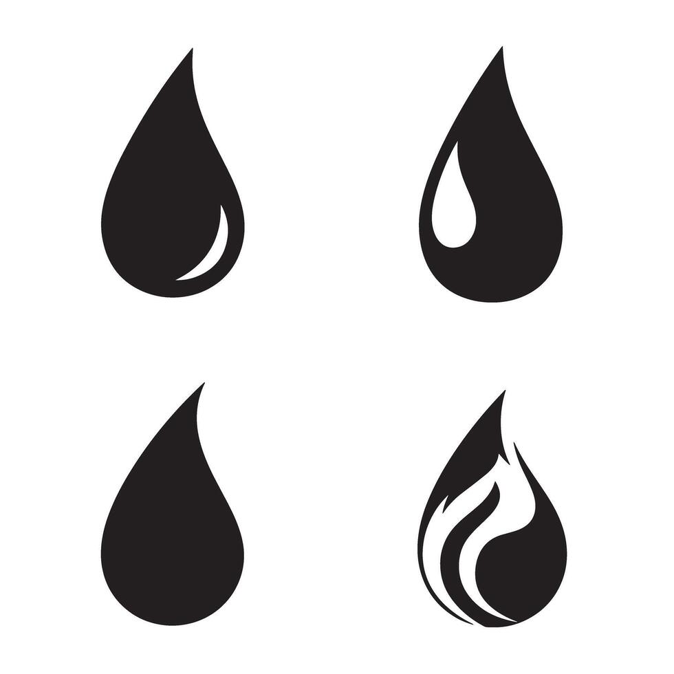 illustration of water drop silhouette icons in various styles and appearances for design elements vector