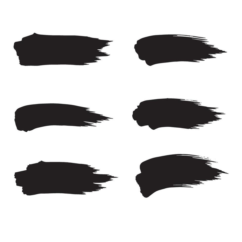 Black brush stroke silhouettes isolated on white background grunge elements for graphic design vector
