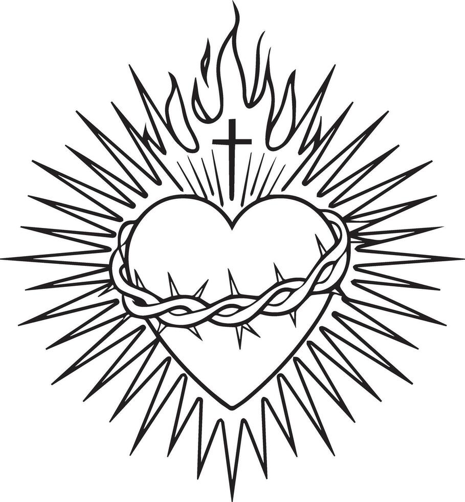Sacred Heart of Jesus Silhouette Art vector