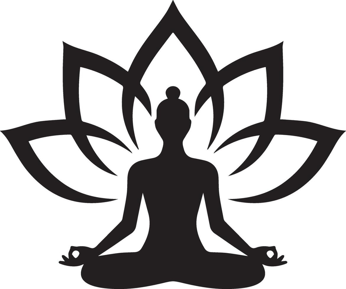 a black and white silhouette of a person sitting in lotus position vector
