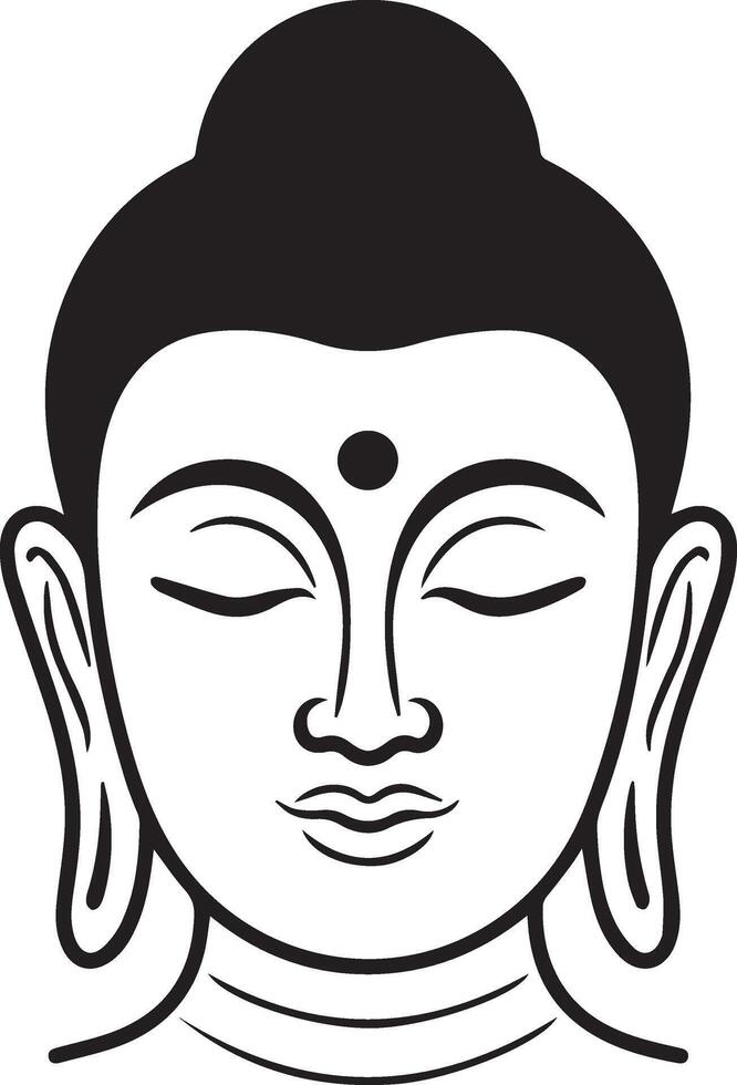 a black and white illustration of a buddha's face vector