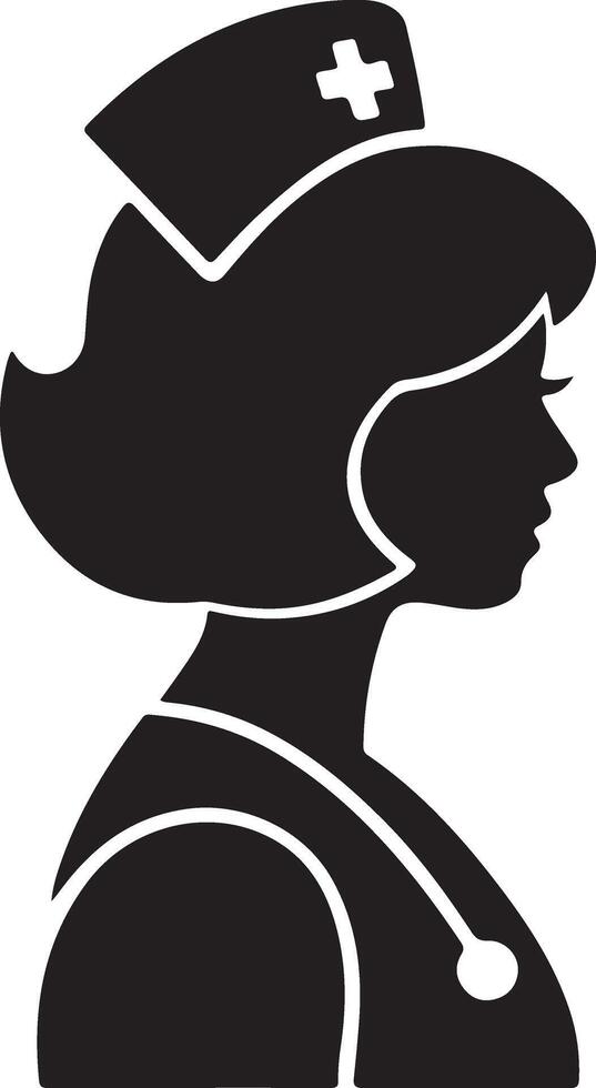 a silhouette of a nurse in a hat vector