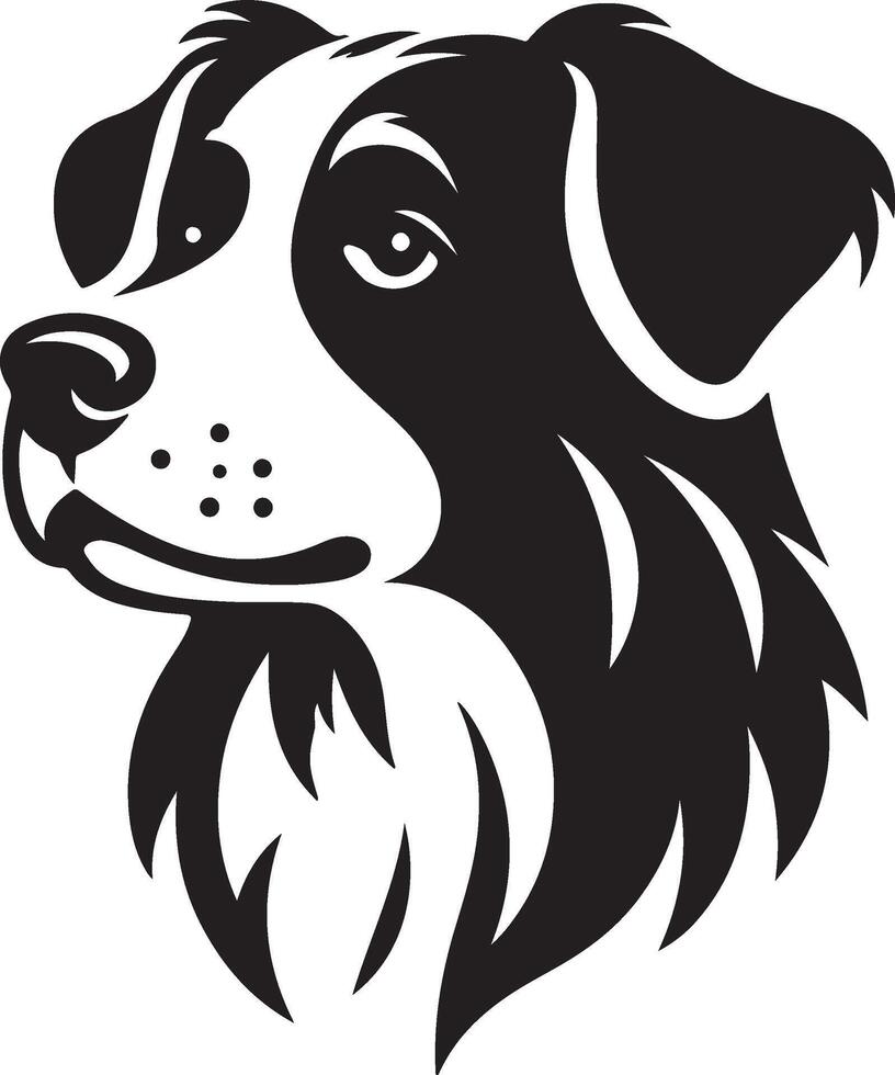 a black and white dog head on a white background vector