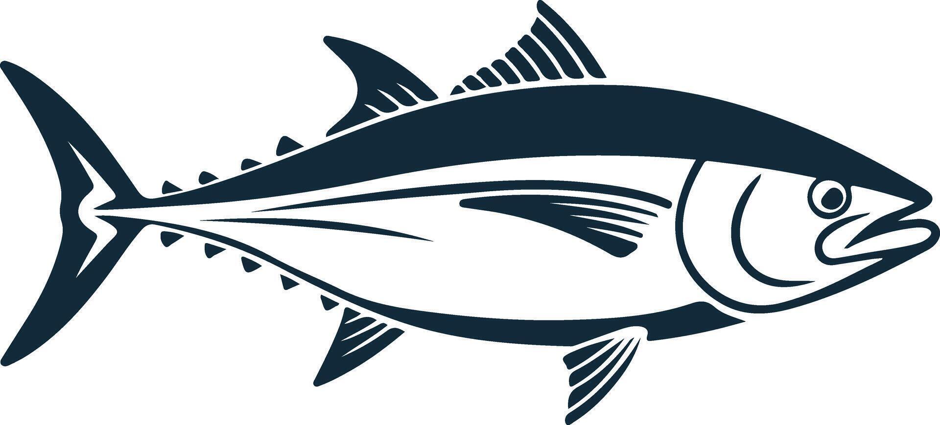 a tuna fish is shown in a black and white design vector
