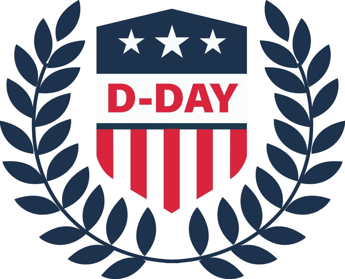 the d - day logo with stars and laurel wreath vector