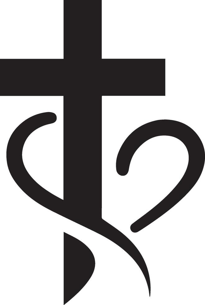 a cross and heart with the word love vector