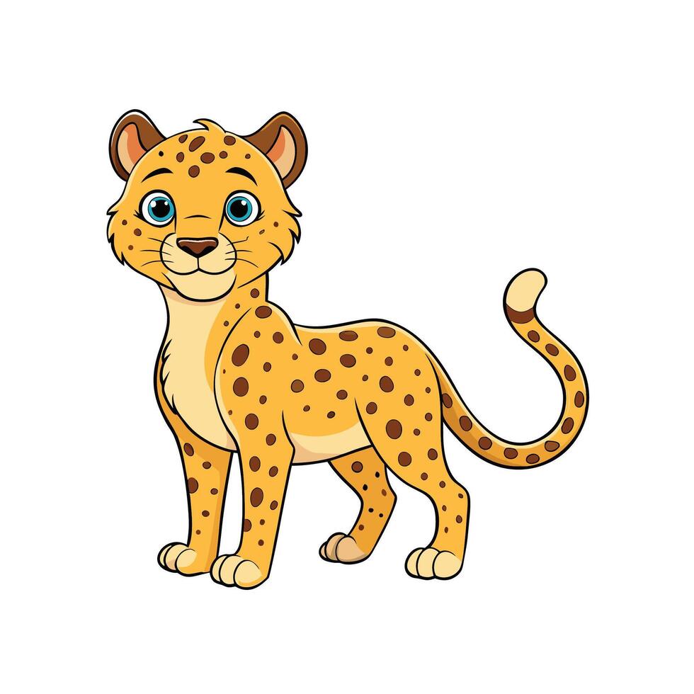 Cute cartoon cheetah standing isolated on a white background vector