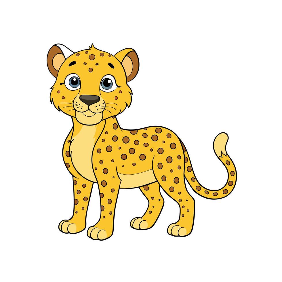 Cartoon Cheetah Character Illustration Standing Isolated on White Background vector
