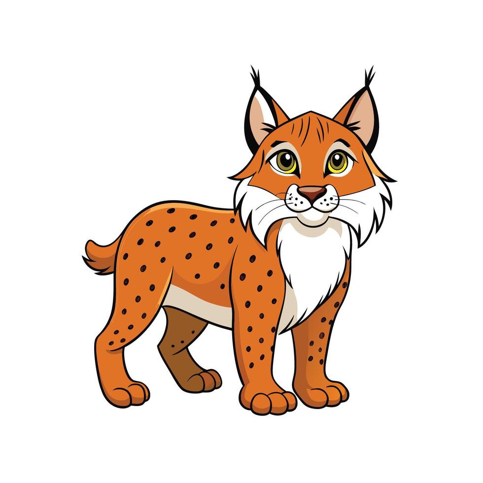 Cartoon Lynx Illustration with Warm Colors and Bold Outlines vector