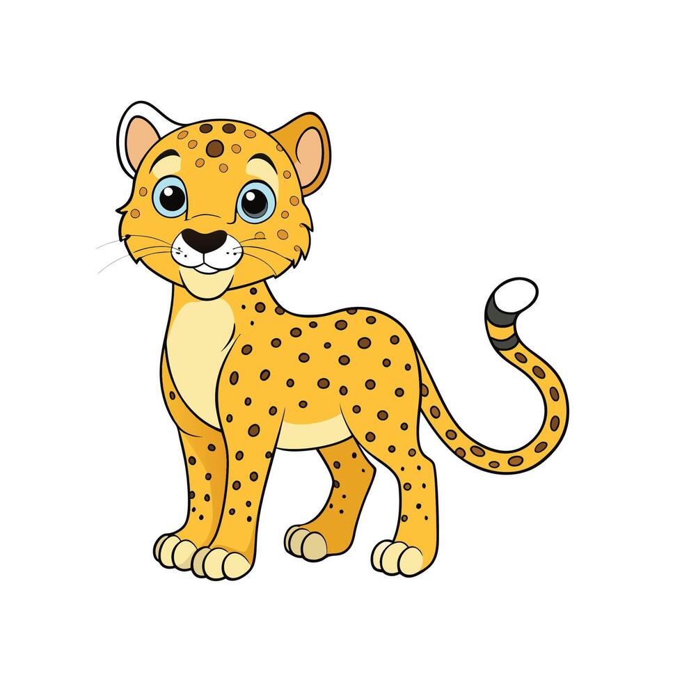 Cartoon style young cheetah standing on isolated white background vector