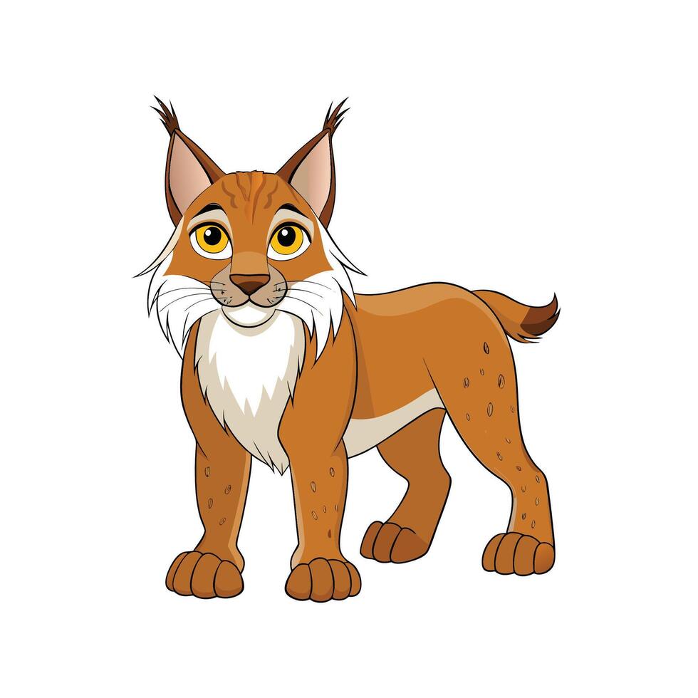 Cartoon lynx standing confidently with a friendly expression vector