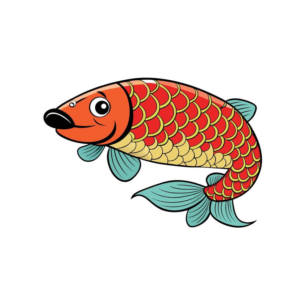 Cartoon Koi Fish Illustration with Colorful Scales vector