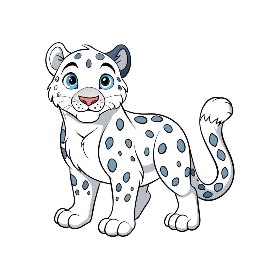Cute cartoon snow leopard cub with blue spots vector