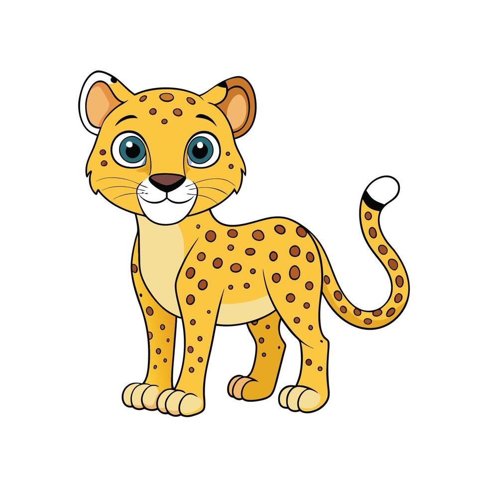 Cute cartoon cheetah illustration standing on a white background vector