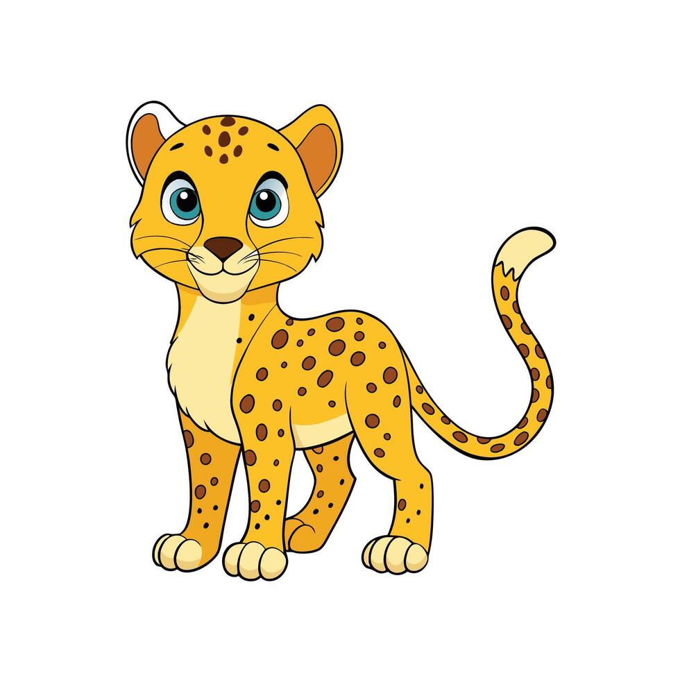 Cartoon cheetah standing on white background illustration for kids vector