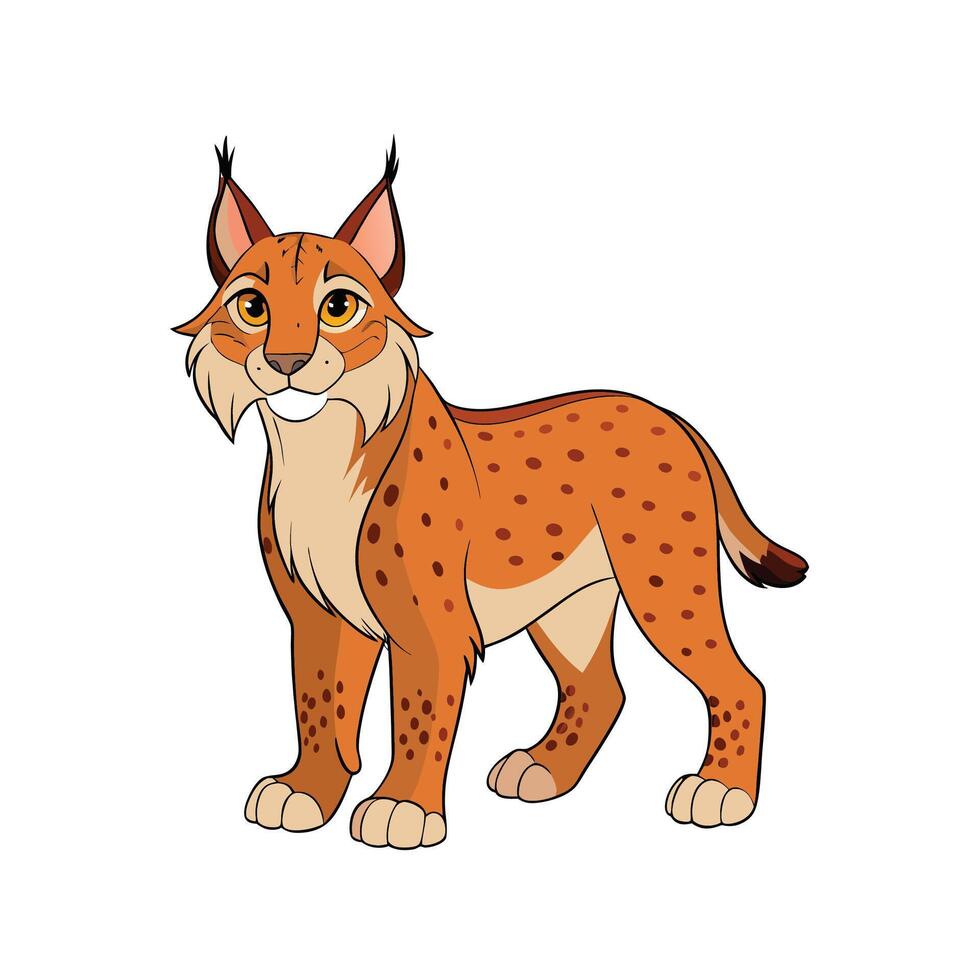 Cute cartoon lynx illustration standing on a white background vector