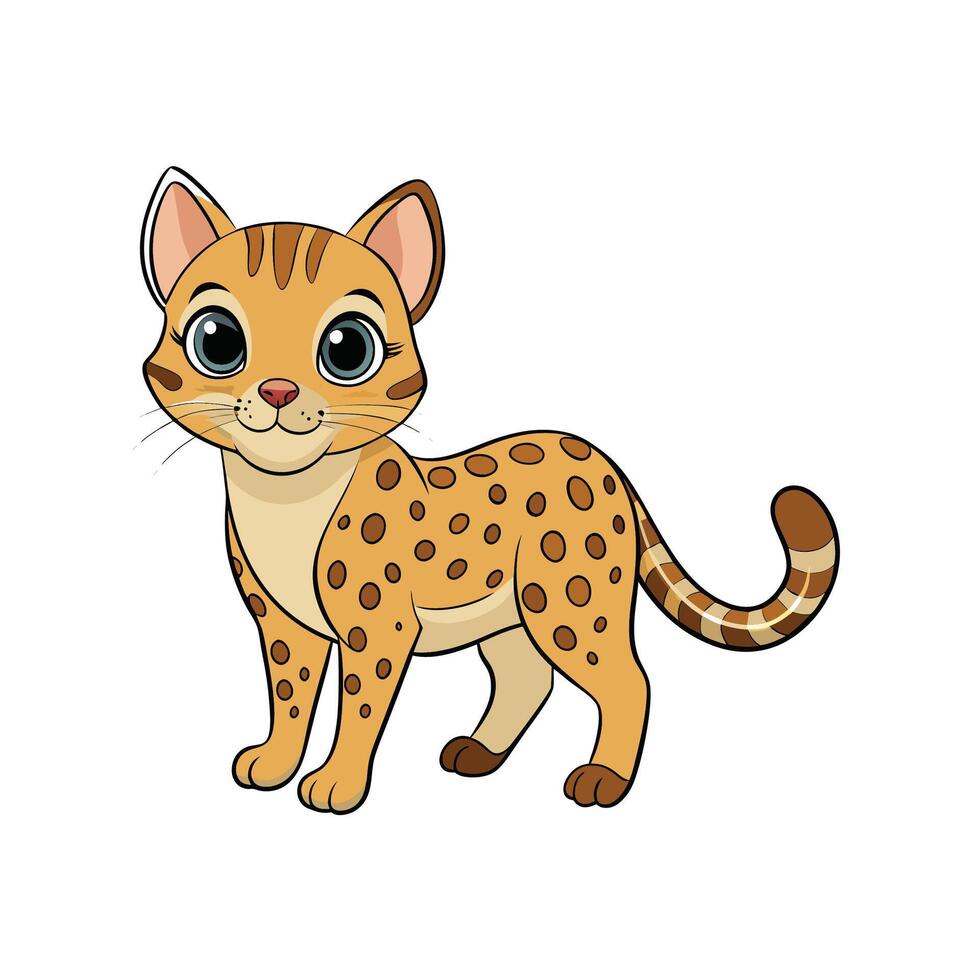 Cartoon clouded leopard illustration standing on a white background vector