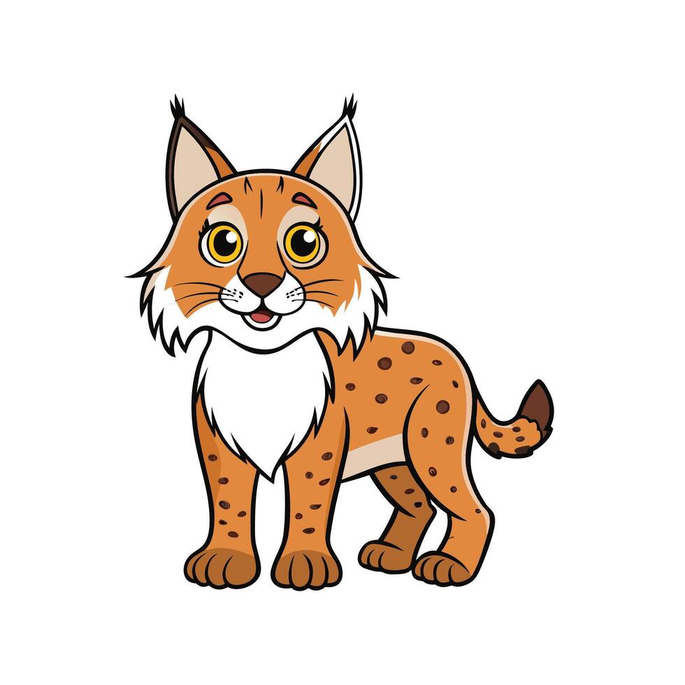 Cartoon lynx illustration with a simple, clean design style vector