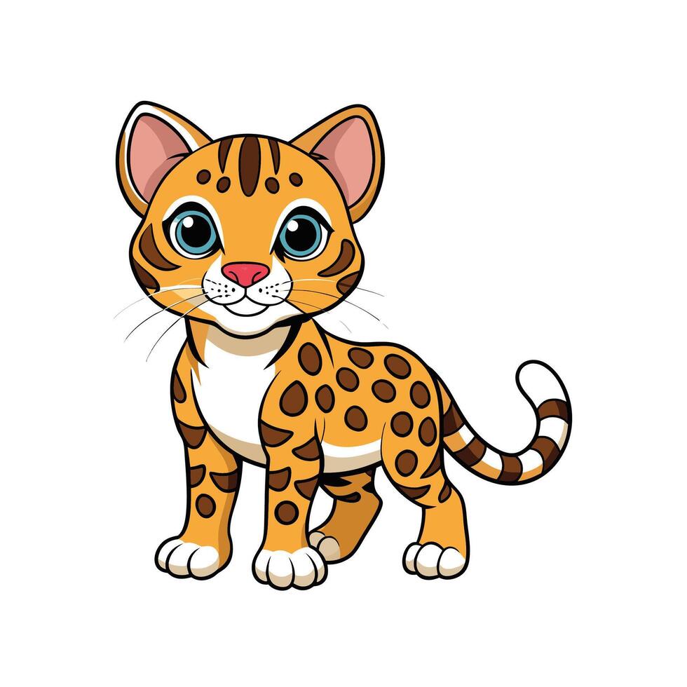 Cute cartoon tiger cub with big eyes and spots vector