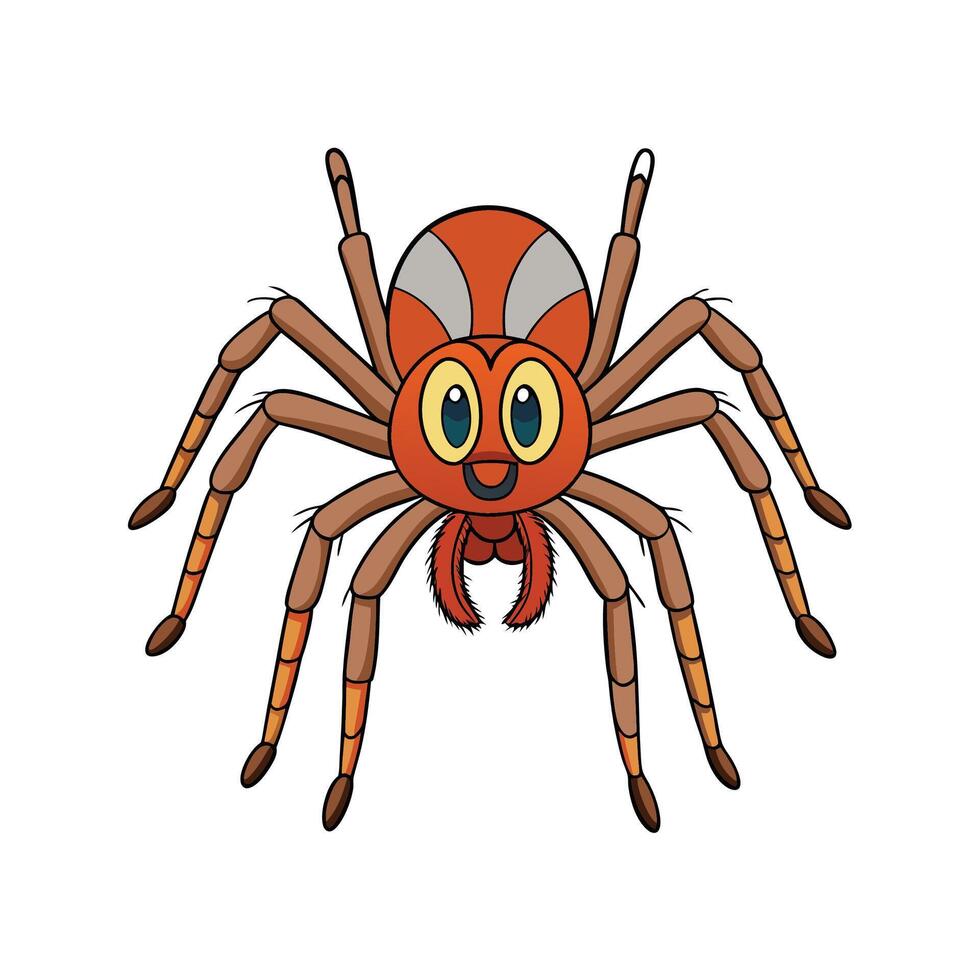 Cartoon spider illustration with smile and big eyes vector