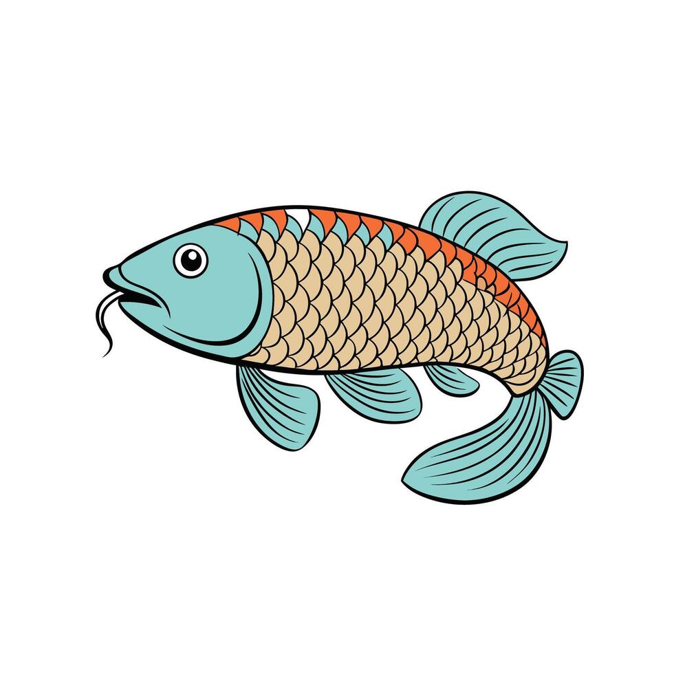 Stylized koi fish illustration with detailed scales design vector
