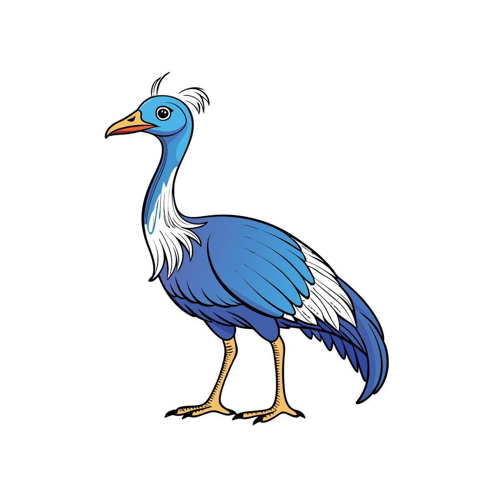 Stylized blue bird illustration with distinctive white plumage design vector