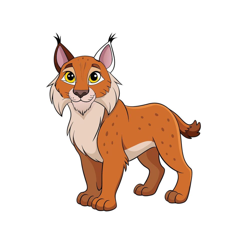 Cartoon Lynx standing looking forward with friendly expression vector