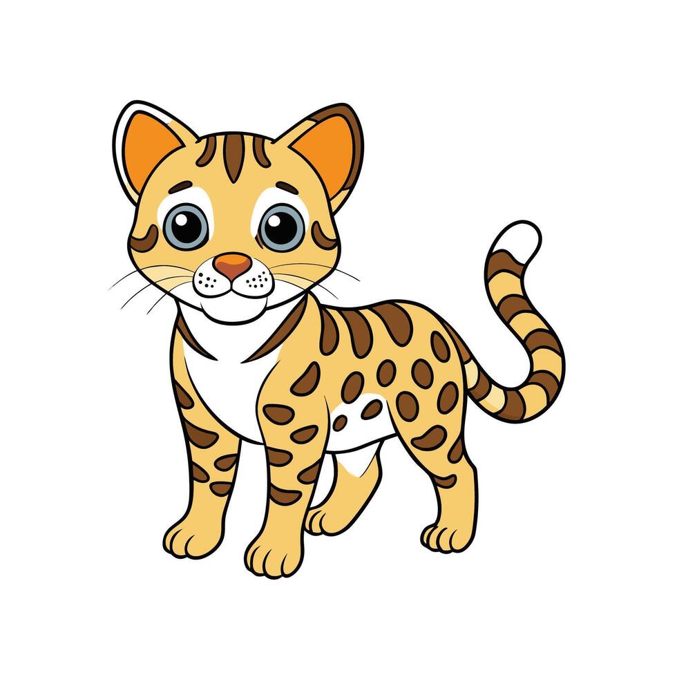 Cute cartoon kitten with a spotted coat standing isolated vector