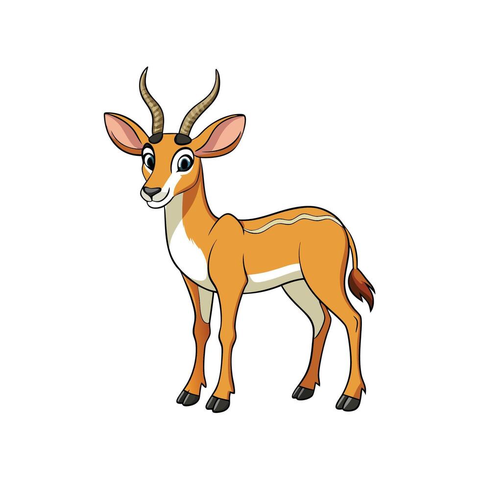 Cartoon Gazelle Illustration with a Smiling Expression on White vector