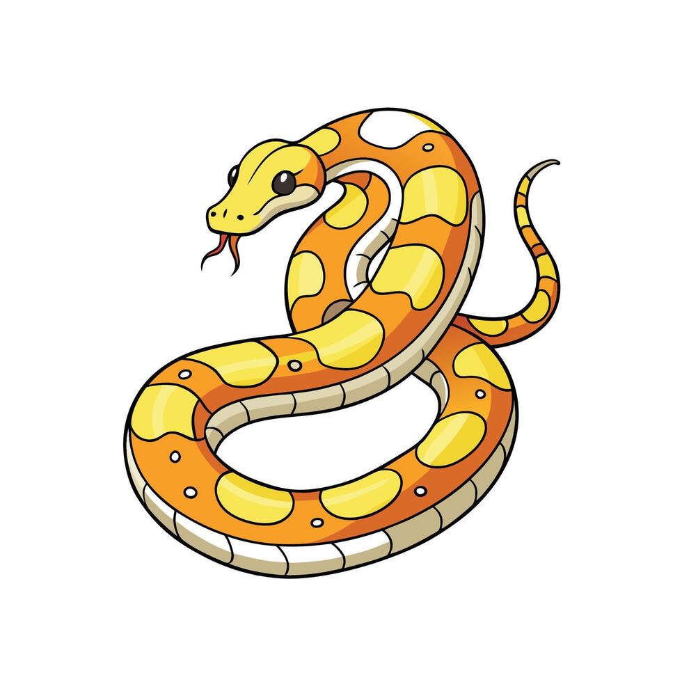 Cartoon snake coiled on a white background illustration vector