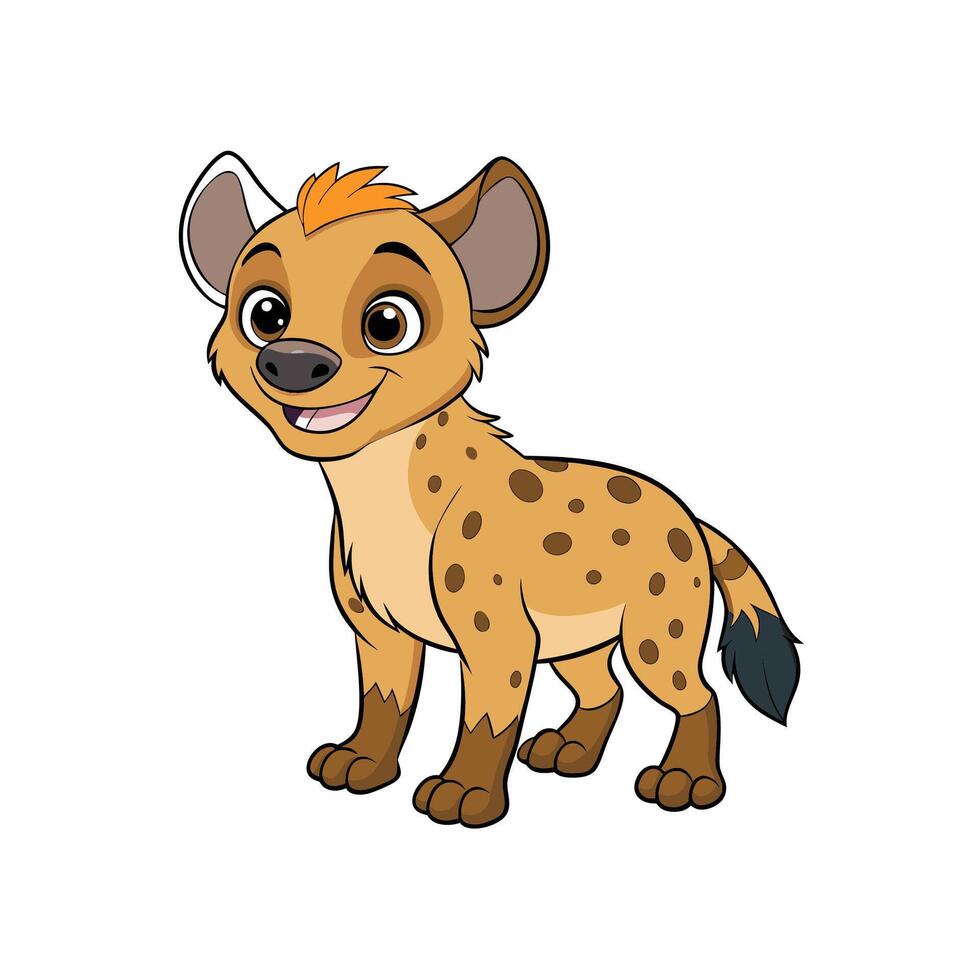 Cartoon spotted hyena illustration with a friendly expression on face vector
