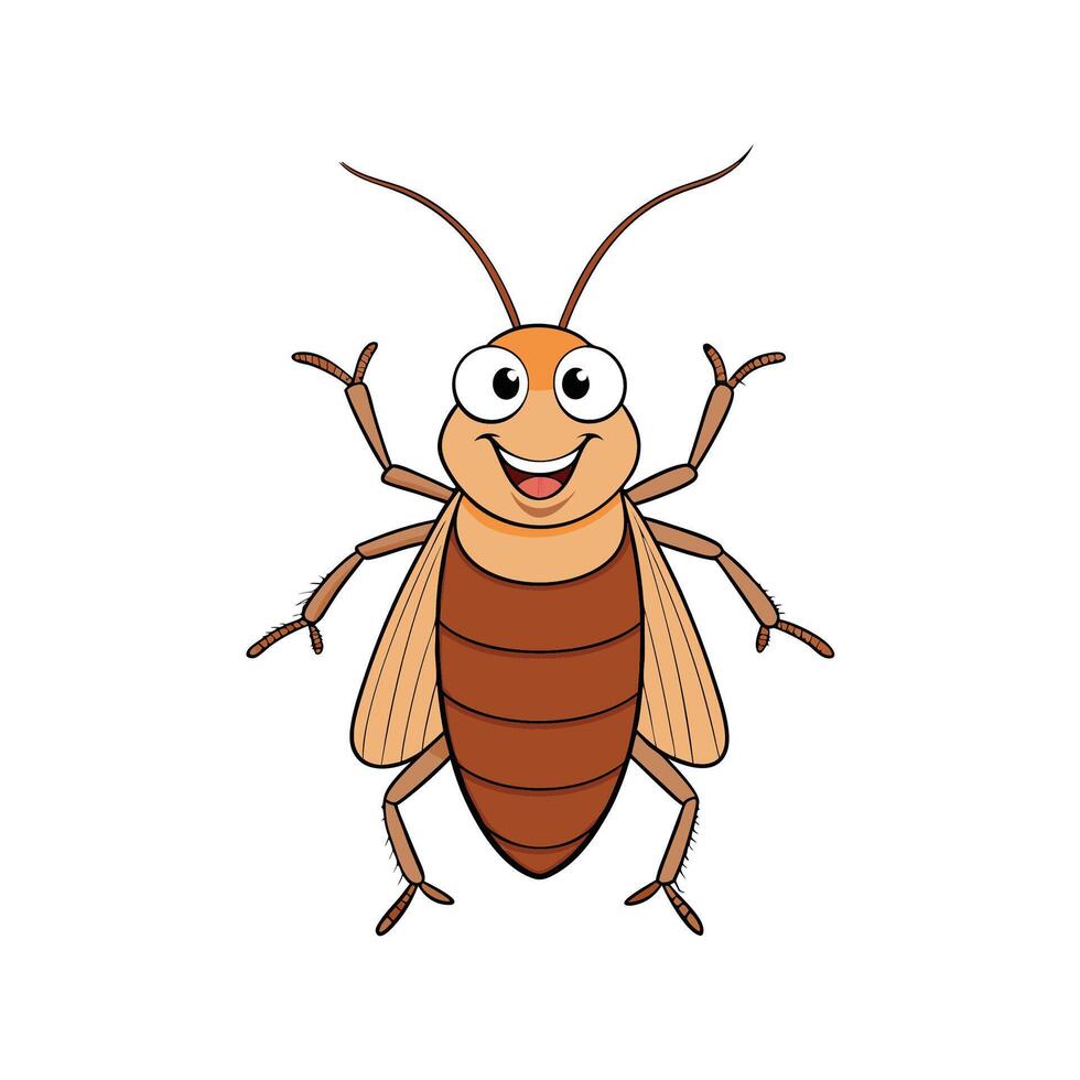 Happy cartoon cockroach illustration with welcome gesture and smile vector