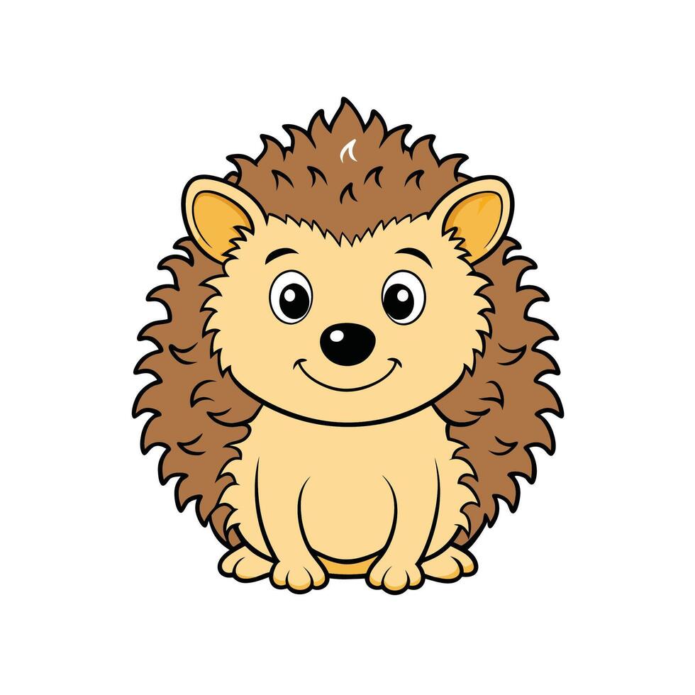 Cute cartoon hedgehog character illustration on white vector