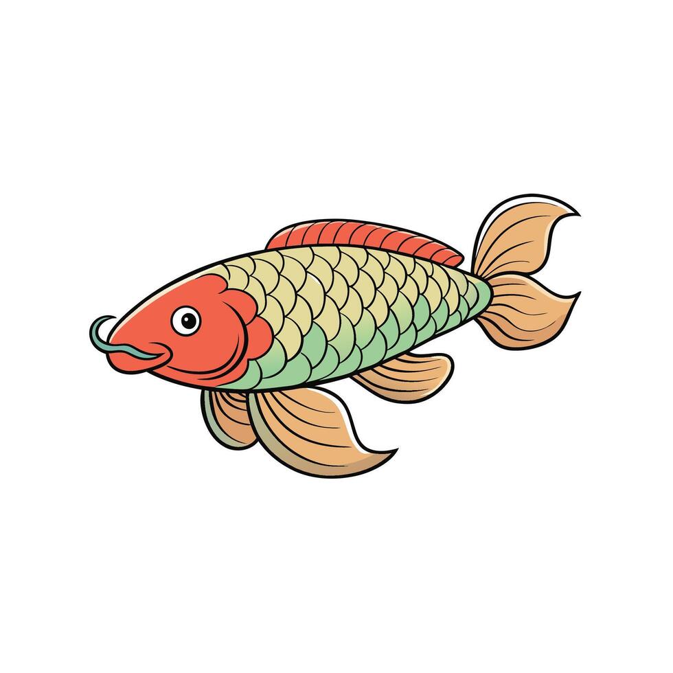 Colorful cartoon koi fish illustration on a white background vector