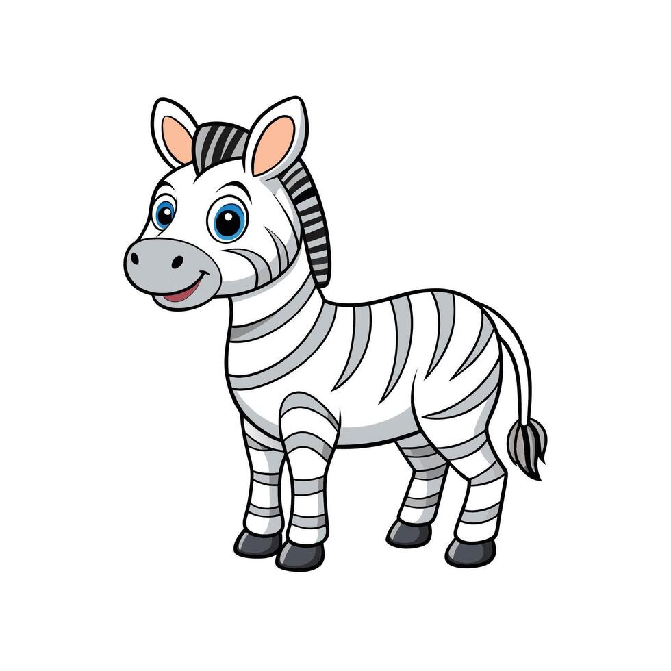 Cartoon zebra standing cheerfully with a friendly expression vector